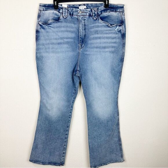 Good American Bell Bottom Flared Blue Denim Jeans Size 26 - Picture 1 of 6